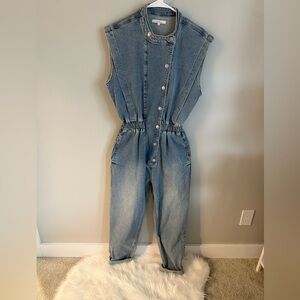 Circle of trust Phoenix Jumpsuit Light Wash Denim Jumpsuit with Button Front